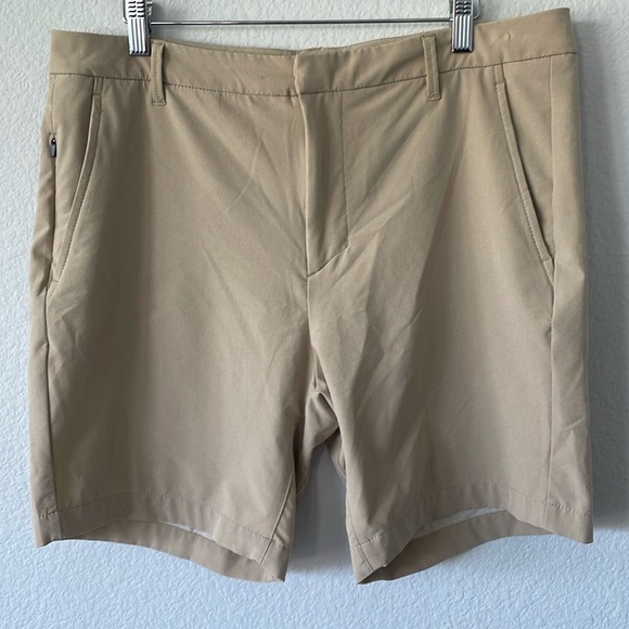 NWOT All‎ in Motion Khaki Flat Front Shorts 36 - Picture 1 of 5